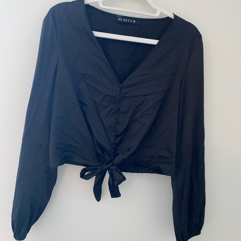 Satin Black Button Up Shirt *worn once*